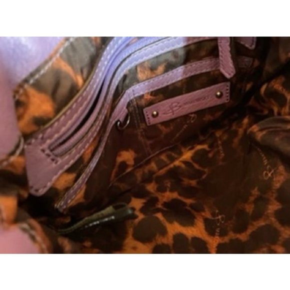 *B Makowsky Shoulder Bag Purple Leather Satchel - Picture 6 of 12